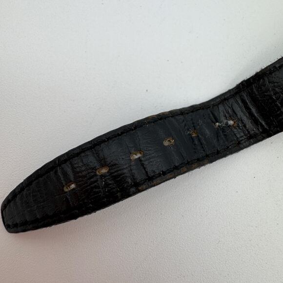 Vintage Pearl Horseshoe Watch Leather Band Black Ladies Needs Battery main image 4